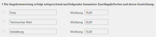 Formular zum Erfassen eines komplexen Wertungsschemas