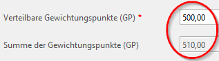 Error messages. Tooltip shows that the criteria group does not result in 500 points as specified. Error messages. Tooltip shows that the criteria group does not result in 500 points as specified