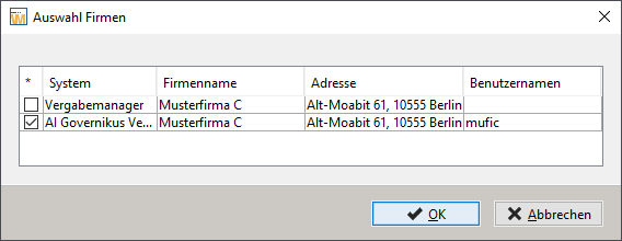 Selection of the communication medium for restricted tendering. A distinction is made in a list between the address set for the paper bidder and the electronic bidder. Selection of the communication medium for restricted tendering. A distinction is made in a list between the address set for the paper bidder and the electronic bidder.