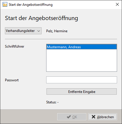 Tender opening after skipping, selection of the secretary. Tender opening after skipping, selection of the secretary.