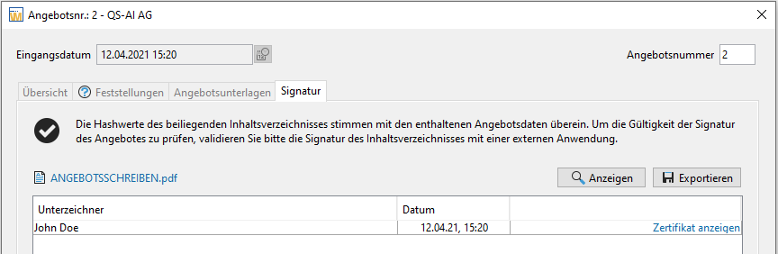 View external signature in the offer opening. View external signature in the offer opening.