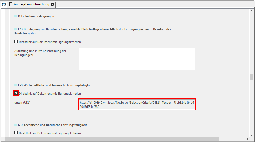 Direct link in the notice with example URL. Direct link in the notice with example URL.