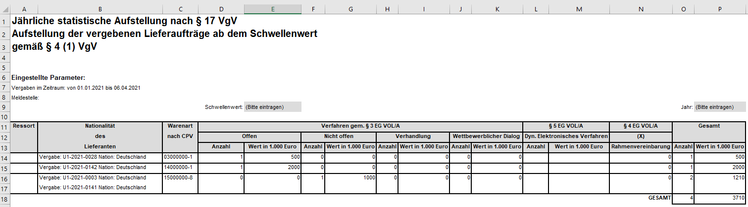 Report Manager – EU Statistics Excel Export: View of the exported Excel file. Report Manager – EU Statistics Excel Export: View of the exported Excel file.