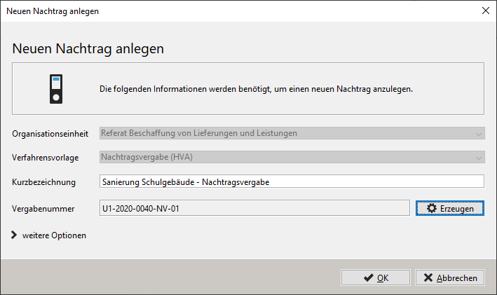 Input field for creating a new supplement Input field for creating a new supplement