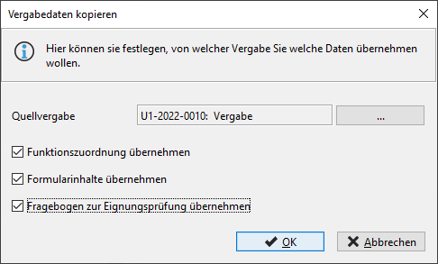 Window for selecting the source file for creating a new award procedure according to a template Window for selecting the source file for creating a new award procedure according to a template