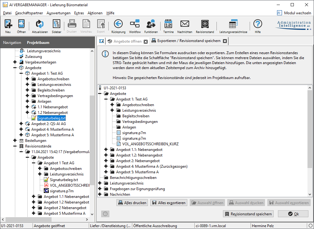 View of the signature document in the project tree structure. View of the signature document in the project tree structure.