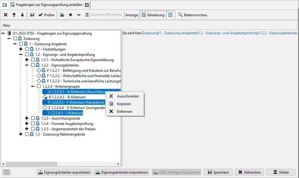 Creating a catalog for checking offers. Several criteria in the bill of quantities are marked. Creating a catalog for checking offers. Several criteria in the bill of quantities are marked.