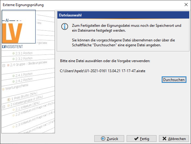 Set the location and file name of the airate file Set the location and file name of the airate file