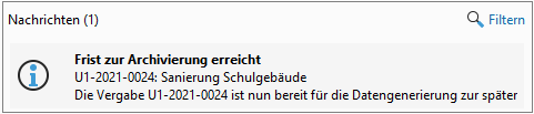 Message about reaching the archiving date when automatic archiving is set. Message about reaching the archiving date when automatic archiving is set.