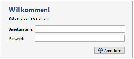 View of the login dialog with LDAP. There is an input field for the user name and one for the password. View of the login dialog with LDAP. There is an input field for the user name and one for the password.